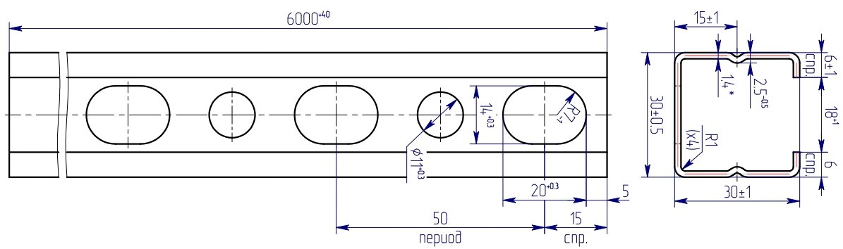 ᐉ Траверса монтажная Т30 30х30х1,5мм | 2,5 м купить в Киеве и Украине ...