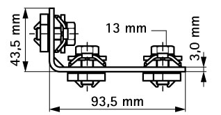 Схема - Уголок 90° Walraven BIS RapidRail®  длинный/короткий 93,5х43,5 (6584002)