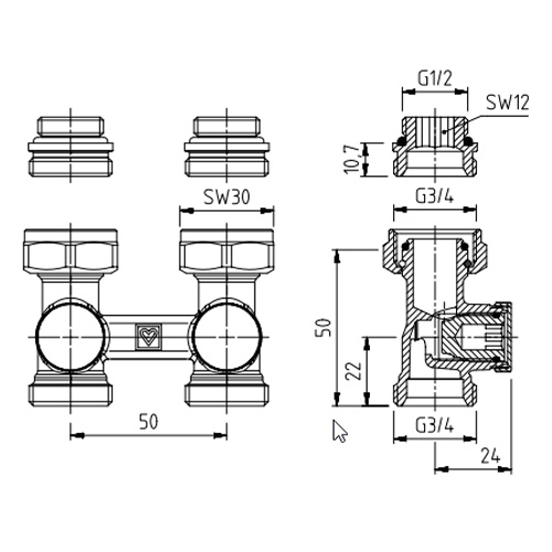 Herz 3000 Rp 1/2" / G 3/4" (1376622)