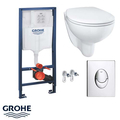 Комплект 4 в 1 Grohe: инсталляция Rapid SL, кнопка Skate Air хром, унитаз Bau Ceramic с сиденьем (36502000)
