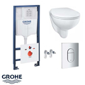 Комплект 5 в 1 Grohe: инсталляция Rapid SL, кнопка Arena Cosmopolitan хром, унитаз Bau Ceramic с сиденьем (36504000)