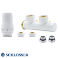Комплект термостатичний Schlösser Duo-Plex 3/4x15мм Cu, кутовий лівий, +2 шт. ніпель, білий (HB02KLC-R9016)