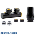 Комплект термостатичний Schlösser Duo-Plex 3/4x15мм Cu, кутовий правий, +2 шт. ніпель, чорний матовий (HB02KPC-R90051)