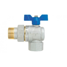 Кран шаровый угловой с американкой FIV Evolution 1" (бабочка синяя)