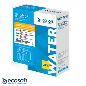 Комплект картриджів Ecosoft 1-2-3 покращений, для фільтрів зворотного осмосу