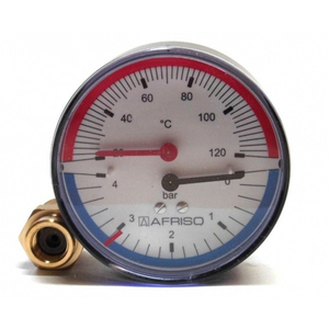 Термоманометр AFRISO тип ТМ 80 AX | 0-10 бар | 1/2" | 20-120°С