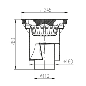 Трап вуличний однокорпусний MCH 328z з чавунною решіткою з болт. кріпленням