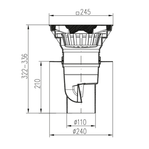 Трап уличный двухкорпусный MCH 331 DN110/250 с чугунной решеткой 245х245мм
