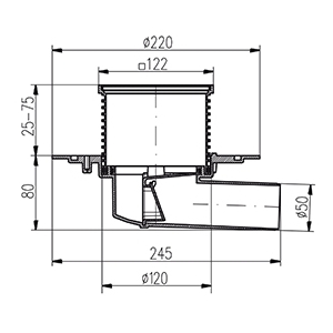 Трап для балконов и террас MCH 381A DN50 122х122