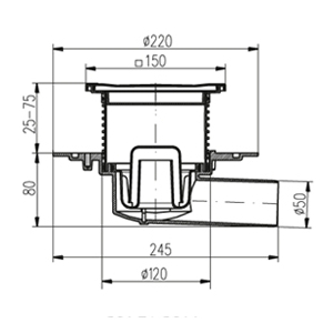 Трап для балконов и террас MCH 381E DN50 150х150мм