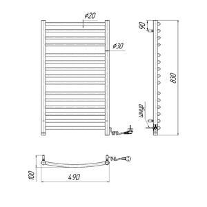 Электрический полотенцесушитель Mario Феникс-І 830х500 | слева