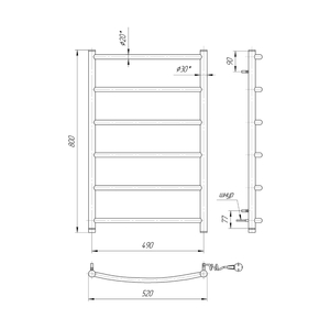 Электрический полотенцесушитель Mario Классик НР-І 800х530 | слева