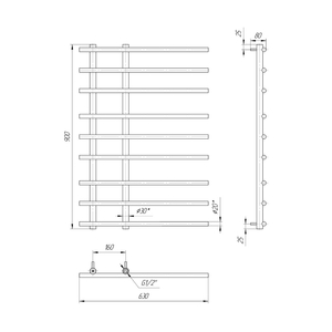 Водяна рушникосушарка Mario Марсель 900х630х160