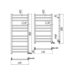 Электрический полотенцесушитель Mario Премиум Классик-І 800х500 | слева