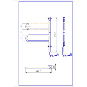 Электрический полотенцесушитель поворотный Mario Тристар-І 600х445х50
