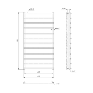 Водяна рушникосушарка Mario Турин 1200х630х600 | драбинка 12