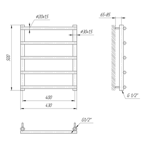 Водяна рушникосушарка Mario Турин 500х430х400 | драбинка 5