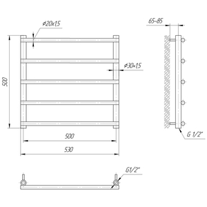 Водяна рушникосушарка Mario Турин 500х530х500 | драбинка 5