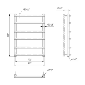 Водяна рушникосушарка Mario Турин 600х430х400 | драбинка 6