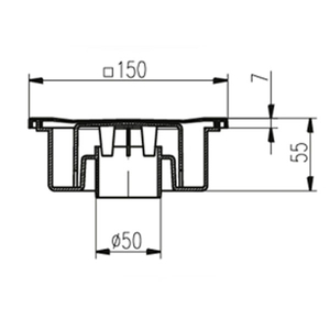 Душевой трап с гидрозатвором MCH 320P | 150х150 | DN50