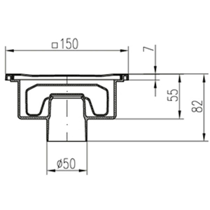 Душевой трап c сухим сифоном Neptun MCH 320XN | 150х150 | DN50