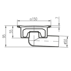 Душевой трап c сухим сифоном MCH 326XN | 150х150 | DN50