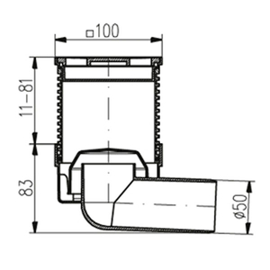 Двухкорпусный трап с гидрозатвором MCH 413 DN50 100х100мм
