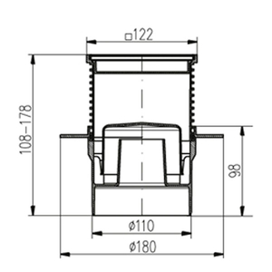 Душовий трап із гідрозатвором MCH 421L 122х122 DN110
