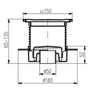 Трап с гидрозатвором MCH 440L DN50 150х150мм