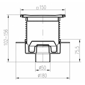 Трап c сухим сифоном MCH 440XL DN50 122х122мм