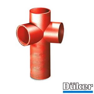 Крестовина чугунная канализационная двухплоскостная Duker SML 88° 100/100/100 мм | длинная