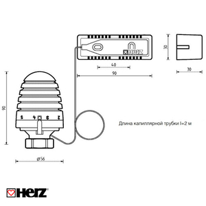 Термоголовка HERZ DESIGN М28х1,5 з виносним датчиком капіляр 2000мм (1946006)
