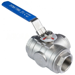 Кран шаровый нержавеющий 3-х ходовой тип-T 1/2" Ду 15 Ру 63 AISI304