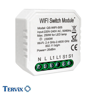Умный выключатель Tervix Pro Line WiFi Switch | 1 клавиша | розетка (432421)