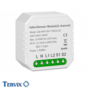 Розумний вимикач-регулятор Tervix Pro Line ZigBee Dimmer | 2 клавіші (436121)