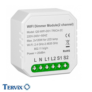 Розумний вимикач-регулятор Tervix Pro Line WiFi Dimmer | 2 клавіші (436421)