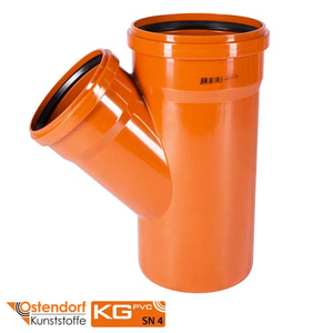 Тройник для наружной канализации 200/160х45° Ostendorf KG ПВХ (223310)