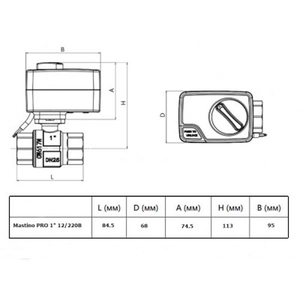 Кран кульовий з електроприводом Mastino 12В 1" (006304)