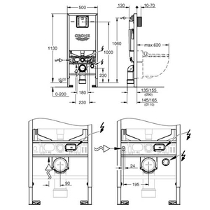 Инсталляция для унитаза Grohe Rapid SLX с звукоизол. прокладкой (39598000)
