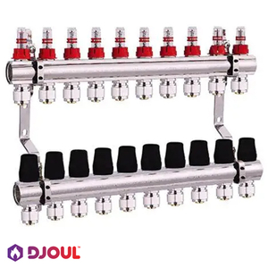 Колектор для теплої підлоги Djoul | 10 контурів | 1"x3/4" Euro (DJ2016210A-e)