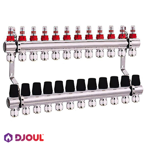 Колектор для теплої підлоги Djoul | 12 контурів | 1"x3/4" Euro (DJ2016212A-e)