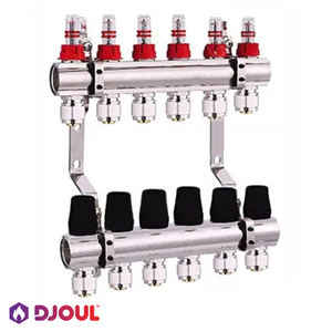 Колектор для теплої підлоги Djoul | 6 контурів | 1"x3/4" Euro (DJ2016206A-e)