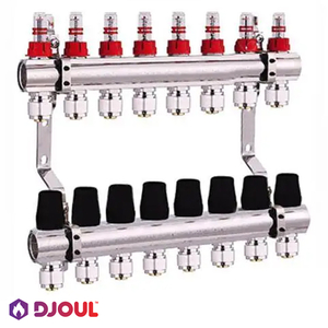 Колектор для теплої підлоги Djoul | 8 контурів | 1"x3/4" Euro (DJ2016208A-e)