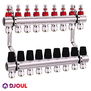 Колектор для теплої підлоги Djoul | 9 контурів | 1"x3/4" Euro (DJ2016209A-e)