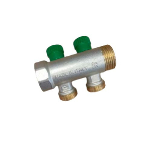 Коллектор вентильный Comisa 1" x 3/4" НВ green на 2 выхода (88.20.085)