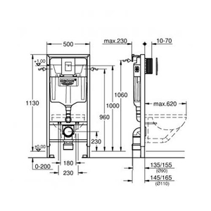 Инсталляция для унитаза 3 в 1 Grohe Rapid SL 1,13 м, кнопка Skate Cosmopolitan черная матовая (39939000)