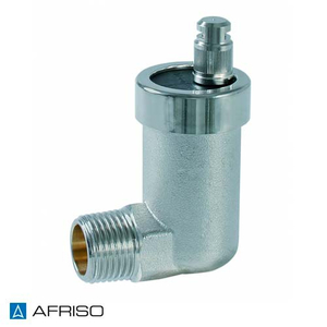 Воздухоотводчик автоматический AFRISO 1/2" с Aquastop, угловой, никель (7775300)