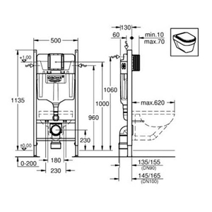 Инсталляция для унитаза 4 в 1 Grohe Rapid SL, кнопка Skate Cosmopolitan хром (UA3873200A)