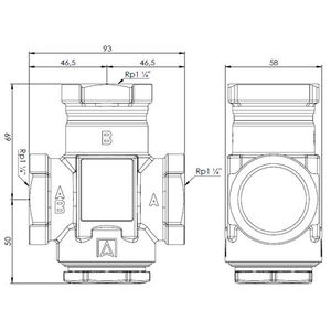 Триходовий термічний клапан Afriso ATV 335 Rp 1" | DN 25 | 55°C | Kvs 9 (1633510)