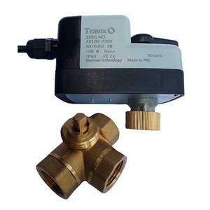 Триходовий зонний клапан Tervix Pro Line ZERG NO Rp 3/4" | DN 20 | Kvs 17 з самозворотним електроприводом (206122)